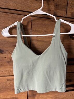 Sage Green V-Neck Cropped Tank Top